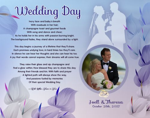 Blue with Lavender Cally Lilly Art Poem Personalized Wedding Gift Idea
